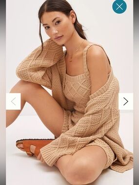 Anthropologie Cable-Knit Three-Piece Lounge Set